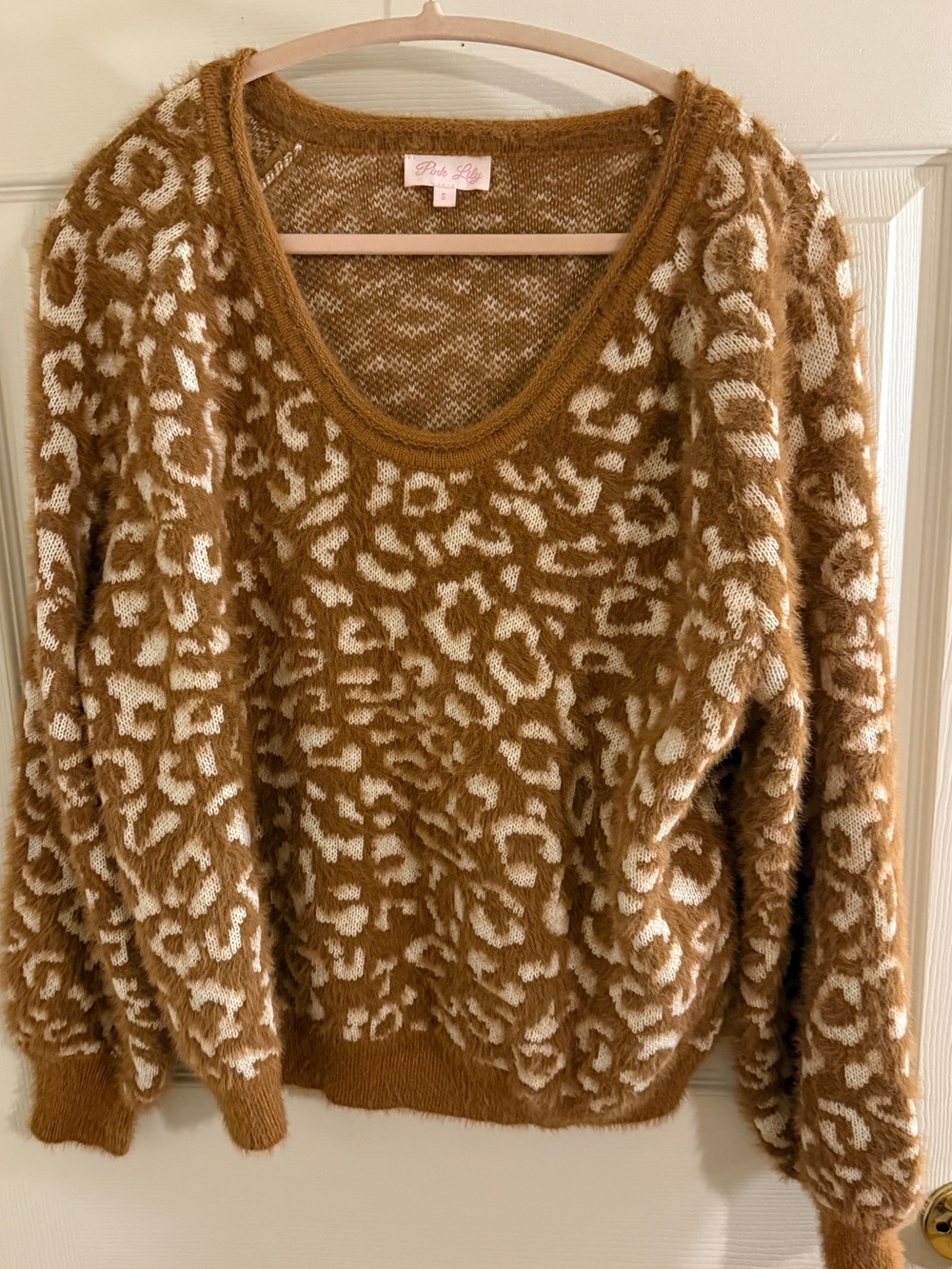 Pink Lily Animal Print Oversized Sweater Size S